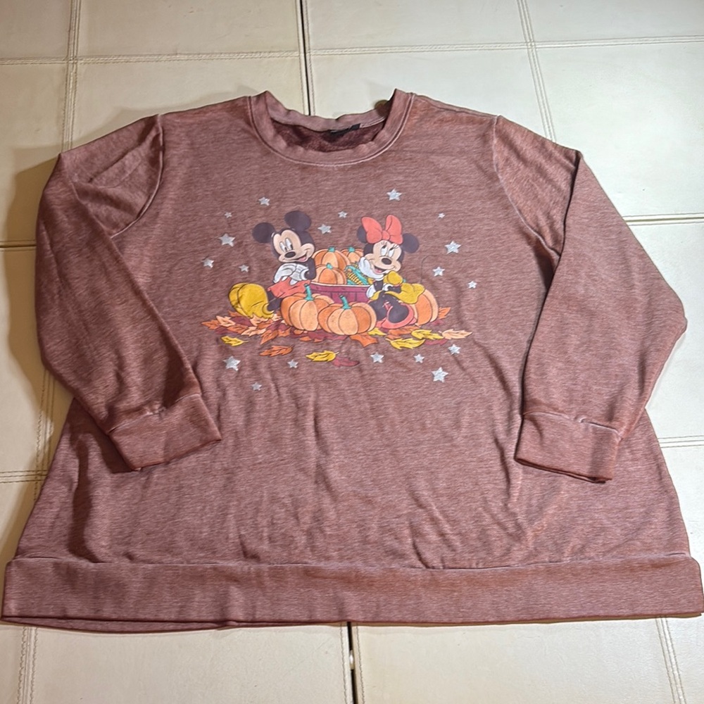 Disney adult ' Brown Mickey and Minnie Sweatshirt